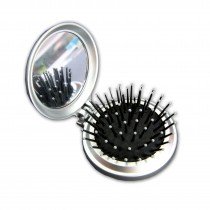 Foldable Hairbrush with Mirror